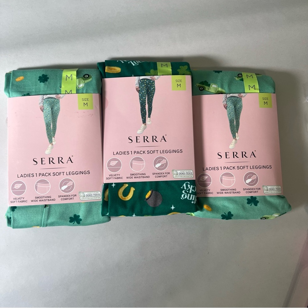 Serra Women’s Soft Leggings St. Patrick’s Day 3 Packs Size Medium